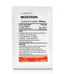 Acetaminophen, 500 mg Tablet, 2 per pack