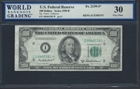 U.S. Federal Reserve, Fr. 2159-I*, Replacement Note, 100 Dollars, Series 1950 B Signatures: Priest/Anderson 30 Very Fine  