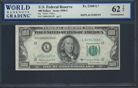 U.S. Federal Reserve, Fr. 2160-L*, Replacement Note, 100 Dollars, Series 1950 C Signatures: Smith/Dillon 62 TOP Uncirculated  