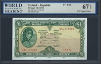 Ireland - Republic, P-64d, 1 Pound, 30.9.1976, 67 TOP UNC Superb Gem