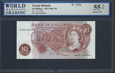 Great Britain, P-373c, 10 Shillings, ND (1966-70), 55 TOP About UNC