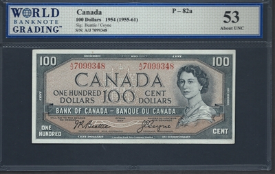 Canada, P-082a, 100 Dollars, 1954 (1955-61), 53 About UNC