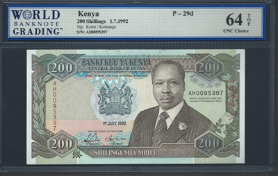 Kenya, P-29d, 200 Shillings, 1.7.1992, Signatures: Kotut/Koinange, 64 TOP UNC Choice