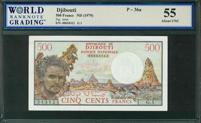 Djibouti, P-36a, 500 Francs, ND (1979), Signatures: none, 55 About UNC
