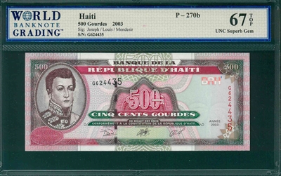 Haiti, P-270b, 500 Gourdes, 2003, Signatures: Joseph/Louis/Mondesir,  67 TOP UNC Superb Gem 