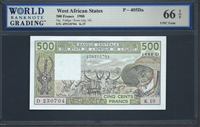 West African States, P-405Da, 500 Francs, 1988, Signatures: Fadiga/Kone (sig. 14), 66 TOP UNC Gem