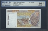 West African States, P-411Dc, 1000 Francs, (19)93, Signatures: Kabore/Ouattara (sig. 25), 66 TOP UNC Gem