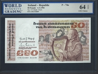 Ireland - Republic, P-74a, 50 Pounds, 1.11.1982, Signatures: O'Cofaigh/Doyle, 64 TOP UNC Choice