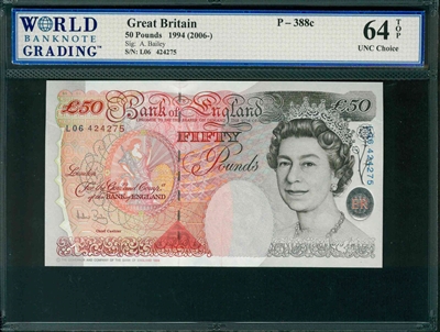 Great Britain, P-388c, 50 Pounds, 1994 (2006-), Signatures: A. Bailey, 64 TOP UNC Choice