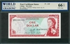 East Caribbean States, P-13f, 1 Dollar, ND (1965), Signatures: LeBlanc/Cummings/Walling/Jacobs (sig. 10), 66 TOP UNC Gem