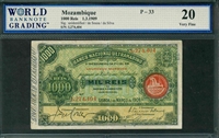 Mozambique, P-33, 1000 Reis, 1.3.1909, Signatures: unidentified/de Sousa/da Silva, 20 Very Fine
