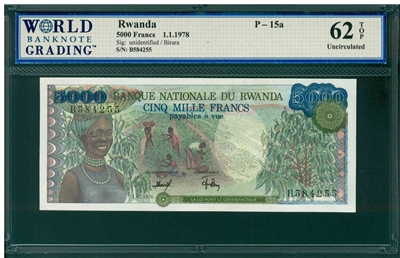 Rwanda, P-15a, 5000 Francs, 1.1.1978, Signatures: unidentified/Birara, 62 TOP Uncirculated
