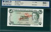 Bermuda, P-31bs, 20 Dollars, 1.3.1976, Signatures: Butterfield/Gough, 66 TOP UNC Gem, SPECIMEN