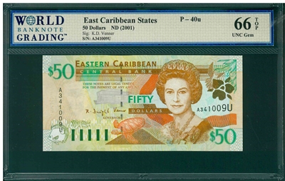 East Caribbean States, P-40u, 100 Dollars, ND (2001), Signatures: K.D. Venner, 66 TOP UNC Gem