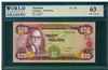 Jamaica, P-63, 20 Dollars, 1960(1976), Signatures: G.A. Brown, 63 UNC Choice