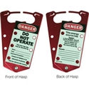 LABELLED LOCKOUT HASPS ALUMINIUM RED PK5