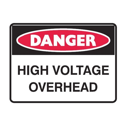 DANGER HIGH VOLTAGE OVERH.. 450X300 MTL