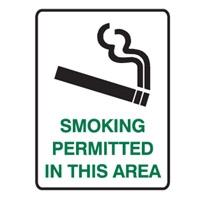 SMOKING PERMITTED IN THIS AREA LBLS PK5