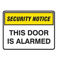 SECURITY SIGN THIS DOOR IS..450X300 POLY