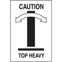 SHIP LABELS CAUTION TOP HEAVY 150X100