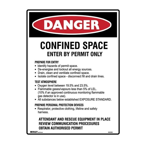 CONFINED SPACE ENTER BY.. 300X450 POLY