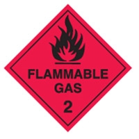 FLAMMABLE GAS 2 LABELS 50MM PK50