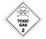 TOXIC GAS 2 LABELS 50MM PK50