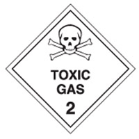 TOXIC GAS 2 LABELS 100MM PK25