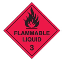 FLAMMABLE LIQUID 3 LABELS 150MM PK10 BLK