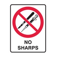 NO SHARPS (MEDICAL) 600X450 POLY