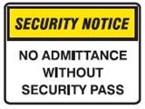 SECURITY SIGN NO ADMITTAN..300X225 MTL