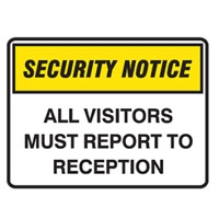 SECURITY SIGN ALL VISITORS..600X450 MTL