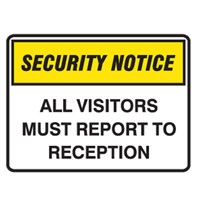 SECURITY SIGN ALL VISITORS..450X300 MTL