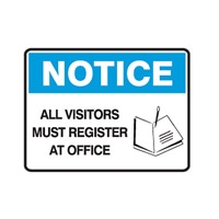 GRAPHIC SIGN ALL VISITORS.. 450X300 POLY