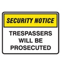 SECURITY SIGN TRESPASSERS..450X300 POLY
