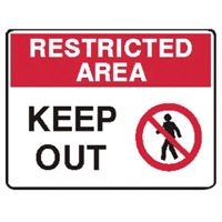 RESTRICTED AREA KEEP OUT 600X450 POLY