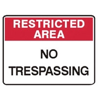 RESTR AREA NO TRESPASS.. 250X180 SS