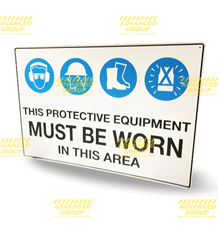 Mandatory Sign - This Protective Equipment Must Be Worn In This Area. 900x600 FLU