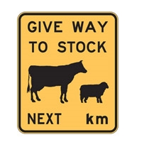 STOCK CROSS.SIGN GIVE WAY TO STOCK.. REF