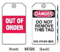 EQUIP SERV TAGS OUT OF ORDER PK5