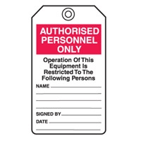 EQUIP SERV TAGS AUTHORISED PERS.. PK5