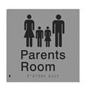 Braille Sign Parents Room - Black On Silver - Plastic - 180x180