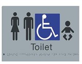 Black/Silver With Accessible Symbol White/Blue - Braille Sign Unisex Toilet & Baby Change