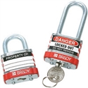 BRADY STEEL PADLOCK KEYED DIFF 19MM RED