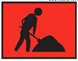 TEMP.TRAFF SIGN WORKERS AHEAD SYMBOL WORKER DIGGING