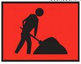 TEMP.TRAFF SIGN WORKERS AHEAD SYMBOL WORKER DIGGING