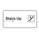 Braille Signs - Stairs Up (with Pictogram) - Black On White - Plastic - 330x110