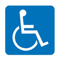 DISABLED SYMBOL WHT/BLU 150X150 POLY