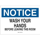 Wash Hands Before Leav.. 450X300 Mtl , Safety Signs, Sold Per Sgn With Qty Of  1