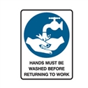 Wash Hands Before Leav.. 600X450 Mtl , Safety Signs, Sold Per Sgn With Qty Of  1